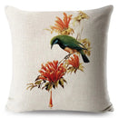 Axyaa Vintage Floral Bird Linen Cushion Cover - 45*45cm