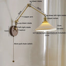Axyaa Modern LED Wall Lights Walnut Ceramic Nordic Bedside Lamp
