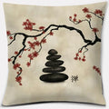 Axyaa Bonsai Zen Stone Pattern Pillowcase Square Decor Home Office Living Room