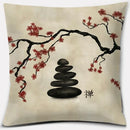 Axyaa Bonsai Zen Stone Pattern Pillowcase Square Decor Home Office Living Room