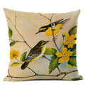 Axyaa Elegant Floral Bird Pattern Linen Cushion Cover 45x45cm for Living Room Sofa