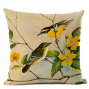 Axyaa Elegant Floral Bird Pattern Linen Cushion Cover 45x45cm for Living Room Sofa