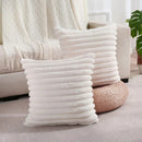Axyaa Faux Rabbit Fur Cushion Cover | Soft Striped Pillowcase for Sofa Decor