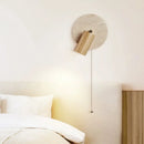 Axyaa Round Stone Reading Light, Rotatable Spot Lights, Walnut Log Wood Color