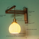 Axyaa White Ceramic LED Wall Sconce with Wood and Copper Finish