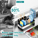 Axyaa Stainless Steel Sink Caddy & Sponge Holder with Brush Holder and Soap Dispenser