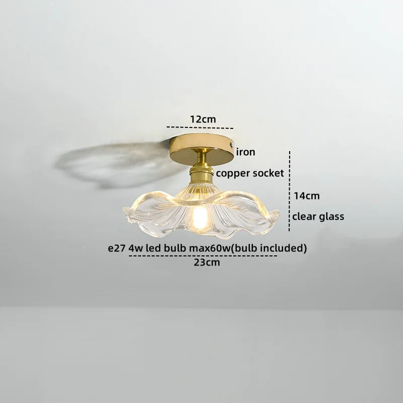 Axyaa Copper Glass LED Ceiling Light for Home Decor - Nordic Style Fixtures