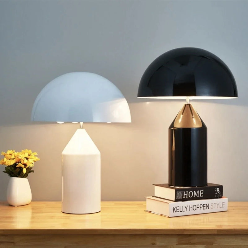 Axyaa White Mushroom Metal Desk Lamp - Modern LED Table Light for Home Decoration