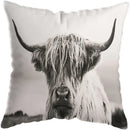 Axyaa Nordic Yak Oxen Highland Cow Cushion Cover for Home Hotel Sofa Bed