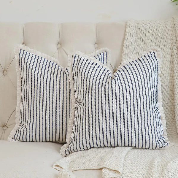 Axyaa Yarn-Dyed Striped Pillow Case Cover Soft Living Room Sofa Decoration