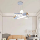 Axyaa Airplane LED Pendant Lamp for Kids Room - White and Blue Theme