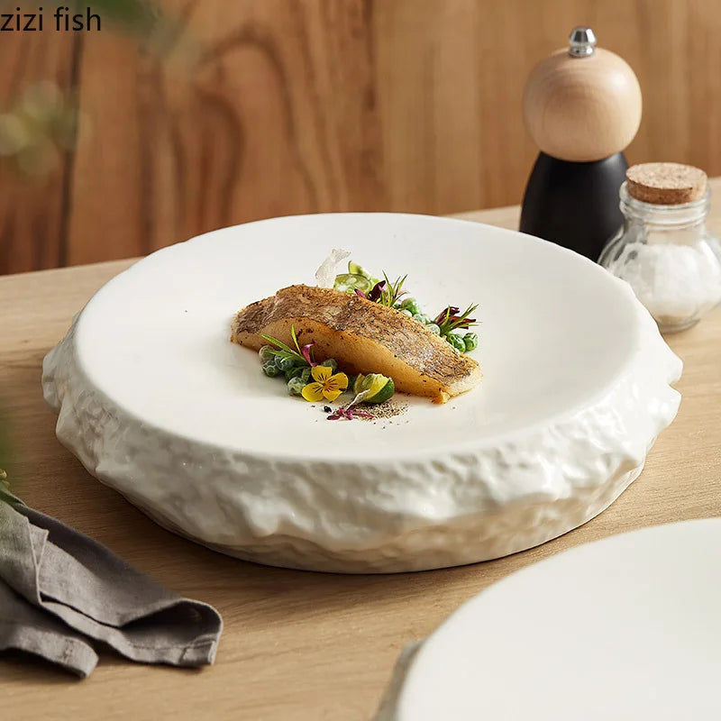 Axya Ceramic Steak Plate Sushi Dish Solid Color Tableware Snack Desserts Dish