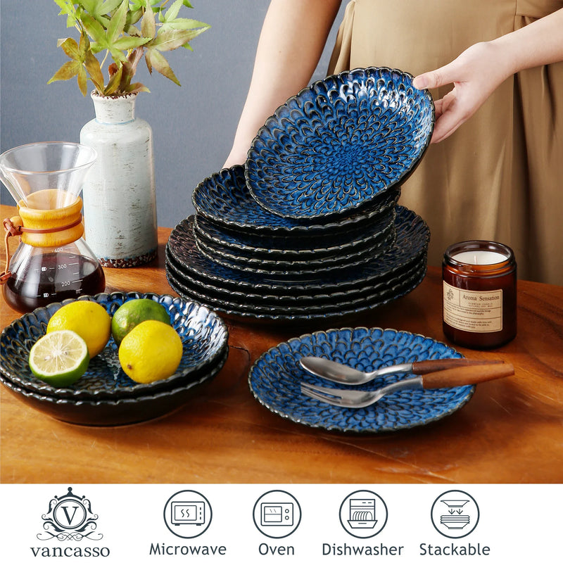 Axya Chrys Textured Ceramic Dinnerware Set for 6/12 - Service for 6/12