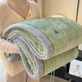 Axyaa White Knitted Velvet Throw Blanket Soft Fleece Bedspread Warm All-season Blanket