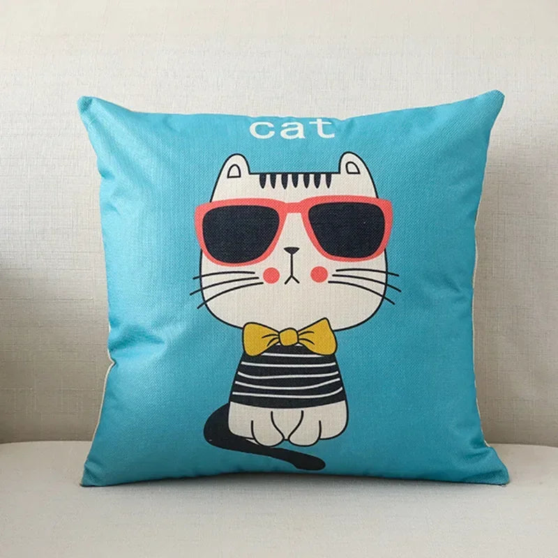 Nordic Cartoon Print Pillow Cover for Axyaa Square Cushion Sofa Decor