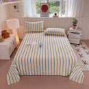Axyaa Grid Striped Brushed Cotton Flat Sheet for Single Double Bed Top Linens