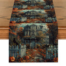 Axyaa Halloween Castle Cat Table Runner Kitchen Dining Decoration