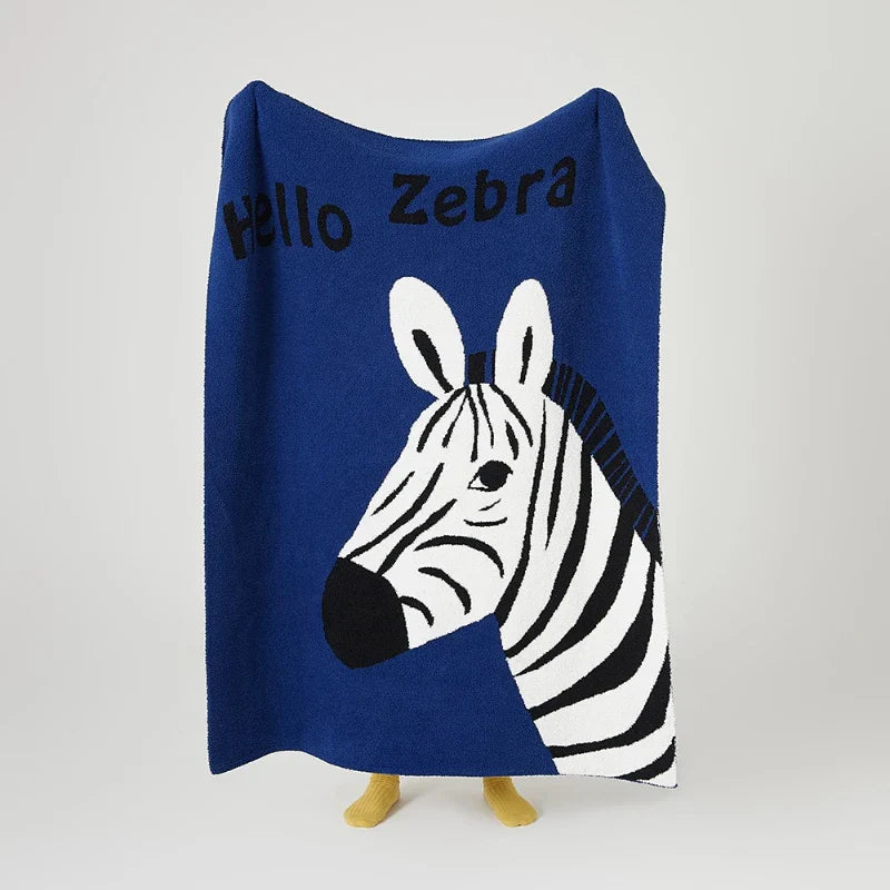 Axyaa Ultra Soft Plush Animal Blanket – Zebra Panda Tomatoes Throw 51x63"