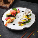 Axyaa Ceramic Dry Ice Plate Set for Seafood Sashimi and Salmon, Irregular Design