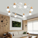 Axyaa Nordic Wood Ceiling Lights Modern Sputnik Chandelier for Home Decor