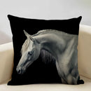 Axyaa Horse Pattern Cushion Cover 45x45cm Linen for Home Living Room Art Decoration