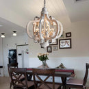 Axyaa Nordic Woodcraft LED Chandelier Farmhouse Indoor Lighting Decor