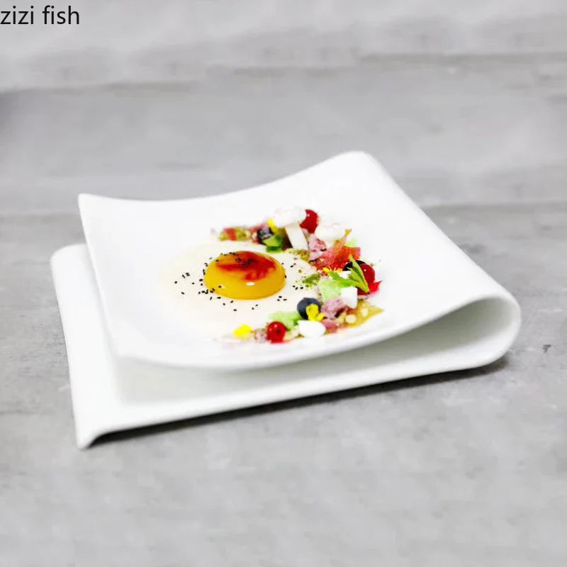 Axya Modern Ceramic Dinner Plates Set for Steak, Sushi, and Desserts