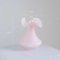 Axyaa Pink Wave Fold Glass Vase Bouquet Flower Terrarium Home Decoration