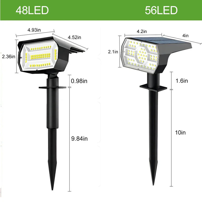 Axyaa Solar Spotlights 48/56 LED 2-in-1 Waterproof Wall Lights for Yard Garden