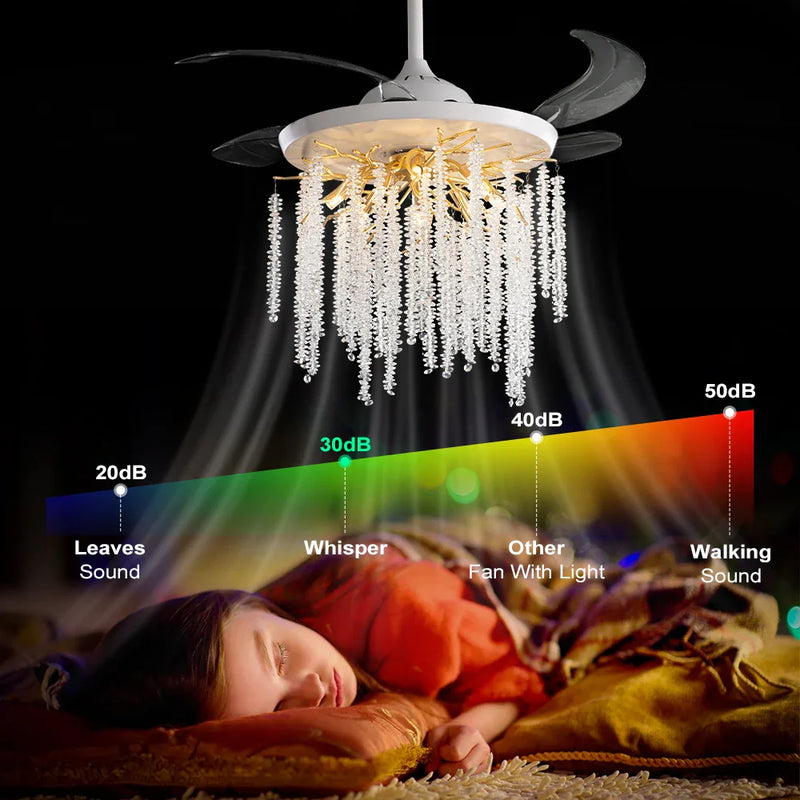 Axyaa Ceiling Fan Chandelier with Remote Control for Bedroom, Living Room, Kitchen and Dining Room