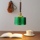 Axyaa Green Glass LED Pendent Lamps Walnut Copper Chandelier