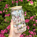 Axyaa Daisy Cherry Blossom 16oz Reusable Cup with Straw Lid, Durable Drinkware