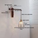 Axyaa Wood Square Glass Wall Sconce LED Lights with Pull Chain Switch