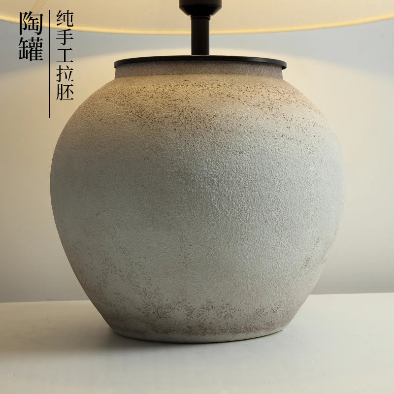 Axyaa Silent Style Pottery Living Room Lamp - Neo Chinese Designer Bedroom Table Lamp