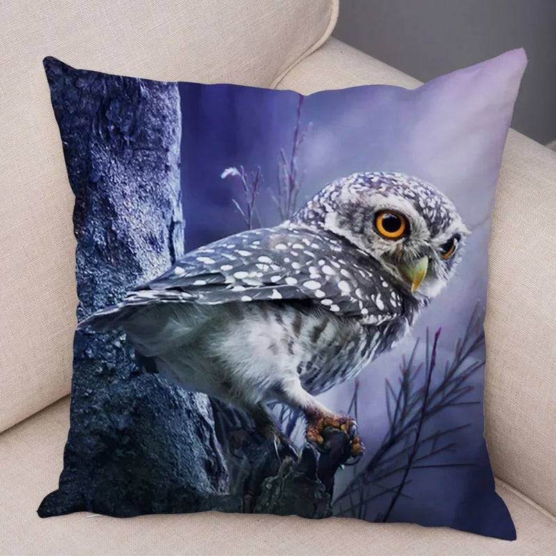 Axyaa Wild Owl Cushion Cover: Decorative Sofa Pillowcase for Home and Children's Room
