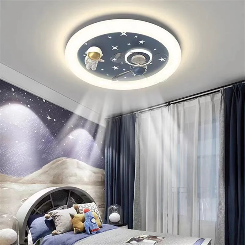 Axyaa Astronaut Kids Ceiling Fan with LED Moon Light Control