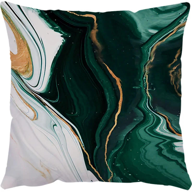 Luxurious Green Marble Texture Pillowcase Set for Home Decoration by Axyaa