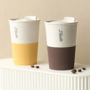 Axyaa Double Wall Travel Coffee Cup with Lid - Portable Wheat Straw Material