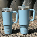 Axyaa Stainless Steel Thermal Coffee Mug with Handle and Straw - Large Capacity Insulated Cup
