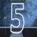 Axyaa 76cm Large Number Neon Sign Stand Up Transparent Dimmable Letter Light