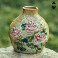 Axyaa Rose Hand-Painted Ceramic Vase for Living Room Decoration and Flower Arrangement