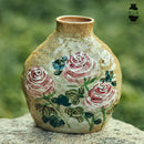 Axyaa Rose Hand-Painted Ceramic Vase for Living Room Decoration and Flower Arrangement