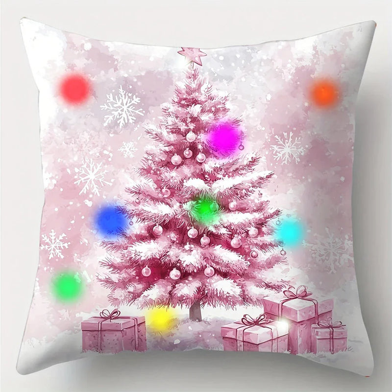 Pink Santa Snowman LED Luminous Pillowcase - Perfect for Christmas Home Decor & Gifts by Axyaa