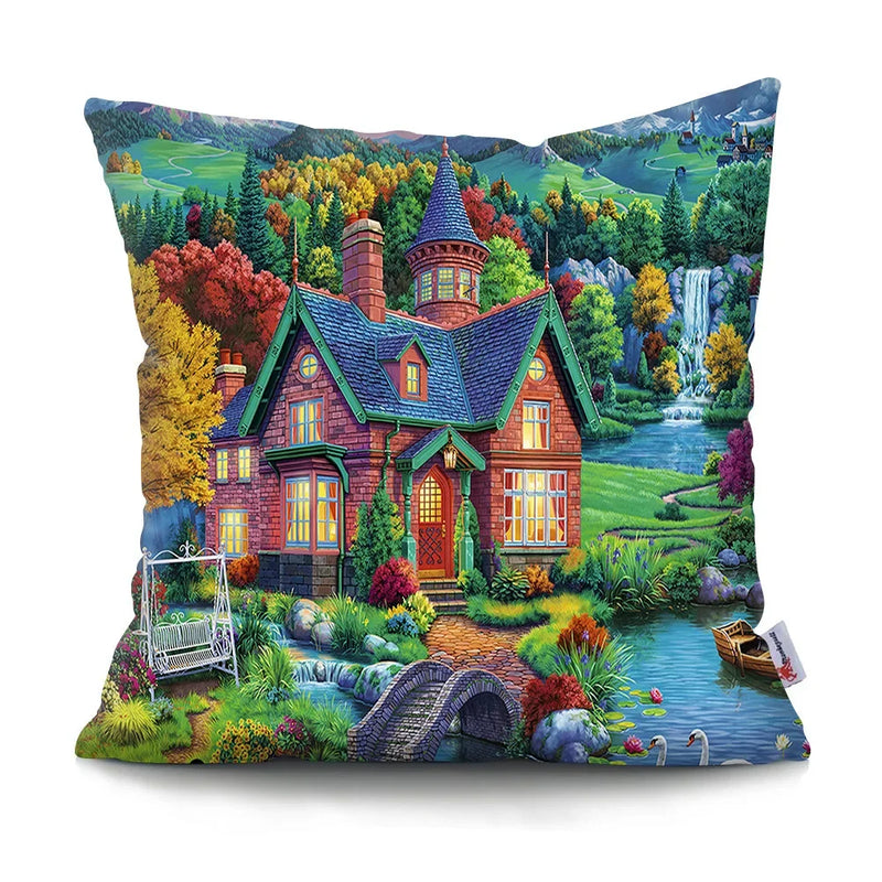 Axyaa Rustic Landscape Print Pillowcase