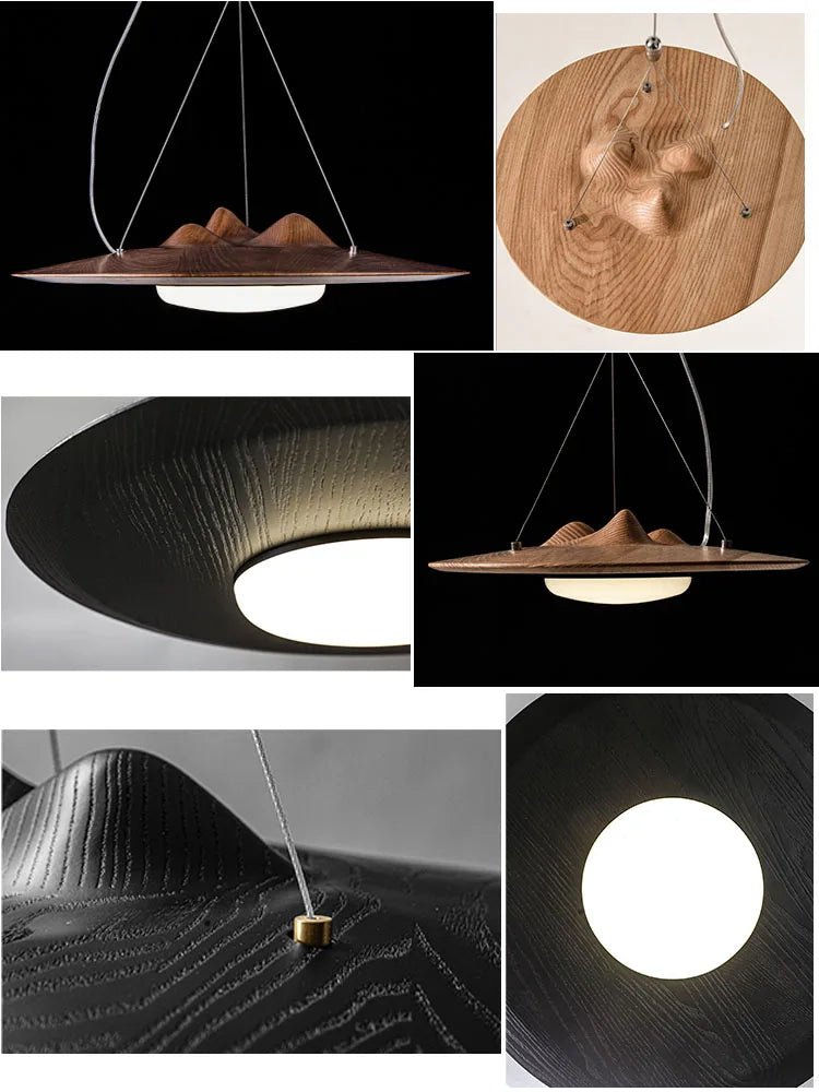 Axya Wood Pendant Lights - Retro LED Hanging Lamp for Indoor Lighting