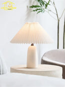 Axyaa Ceramic Table Lamp LED E27 Minimalist Nordic Design for Romantic Bedroom Ambiance