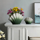 Axyaa Shell Ceramic Vase Deco, Elegant Vintage Flower Arrangement