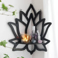 Axyaa Crystal Corner Shelf: Black Wood Wall Shelves for Essential Oils & Witchy Decor