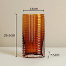 Axyaa Relief Stripe Glass Vase: Modern Minimalism Decor for Flowers, Desk, and Crafts