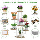 Axyaa 7 Tier Wooden Corner Plant Stand for Multiple Plants